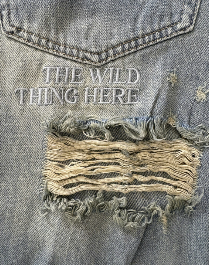 AWF Folded Waist Waxed Ripped Jeans